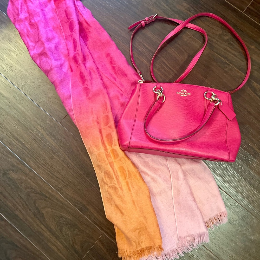 Pink Coach Crossbody with matching ombre scarf
